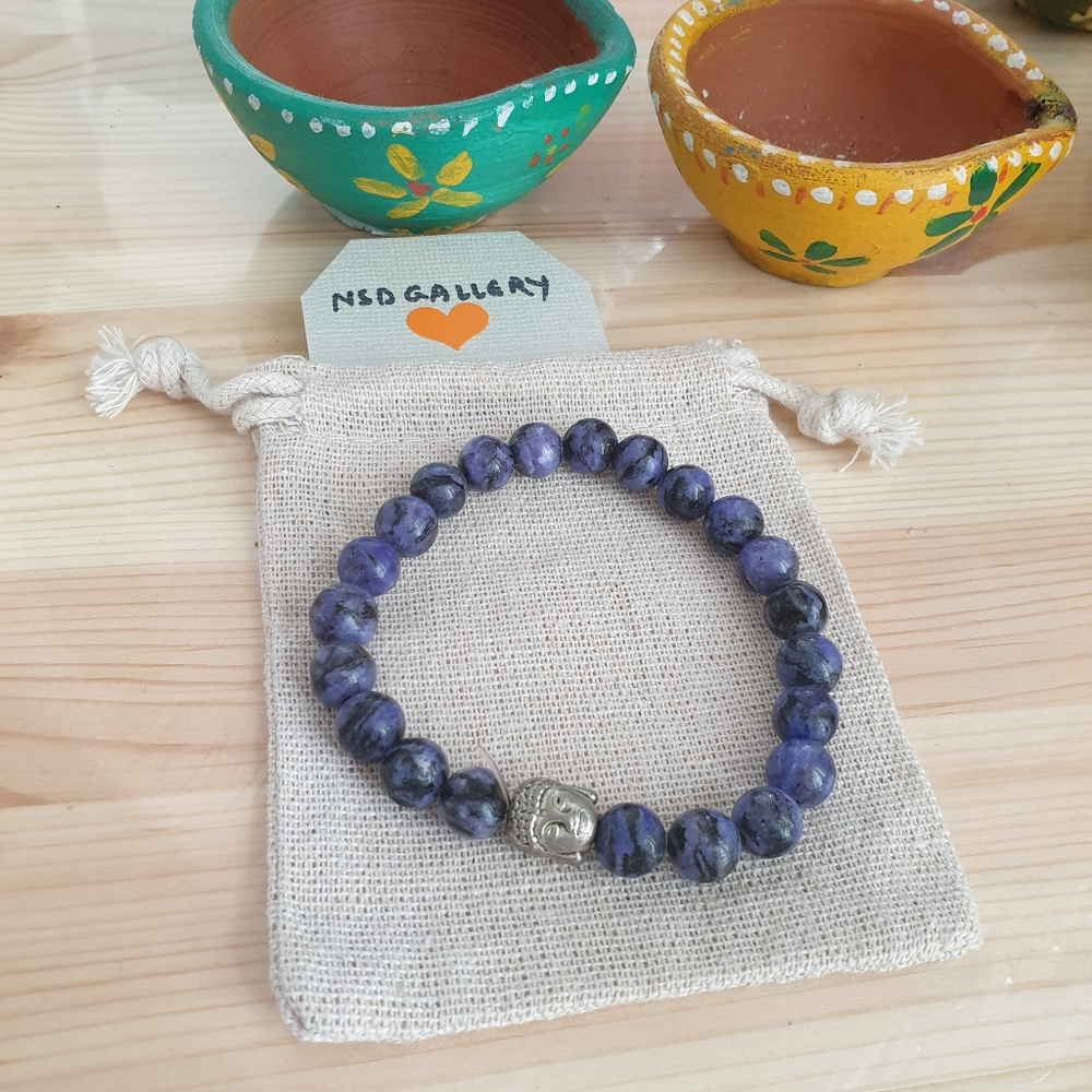 Adjustable genuine gemstone bracelet - Amethyst